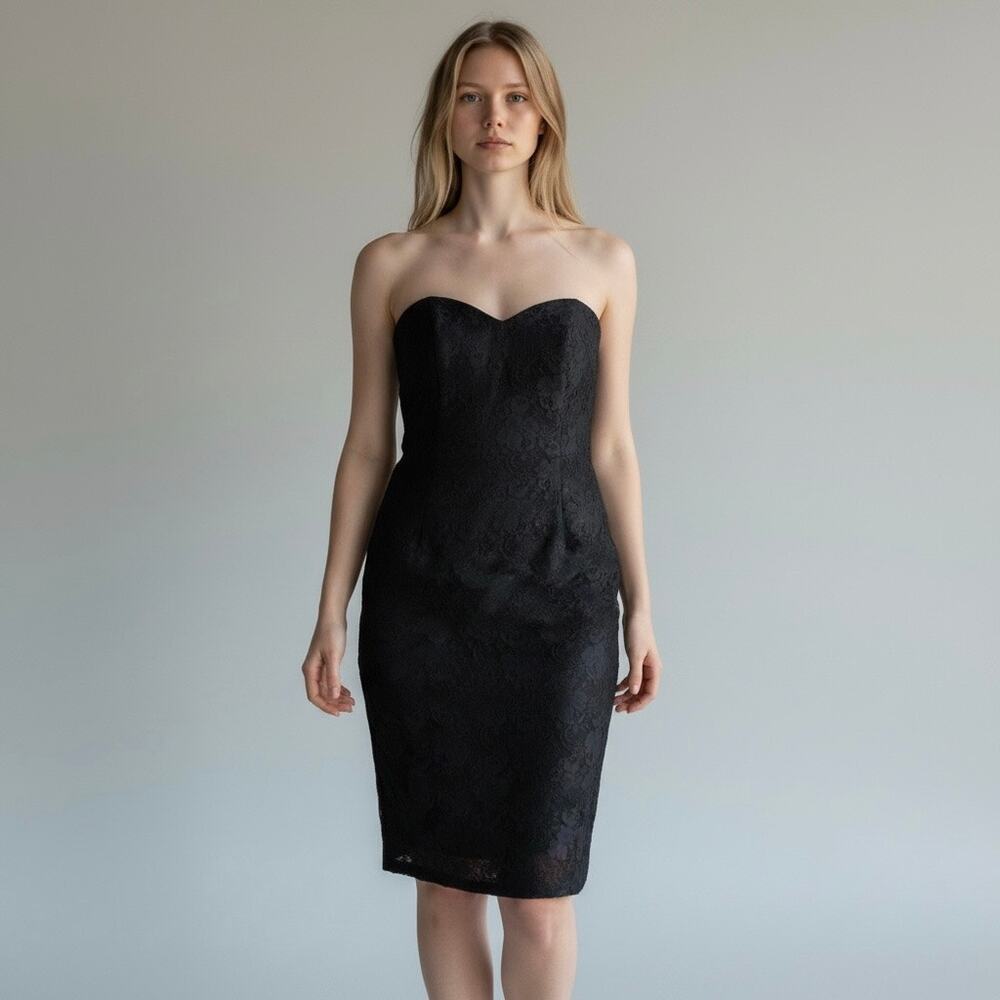 Scott McClintock Black Lace Strapless Vintage Dress NEW Size 14